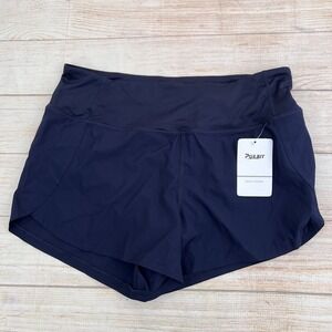 Persit Women's Mid Waisted Athletic Running Navy Blue Short 2XL